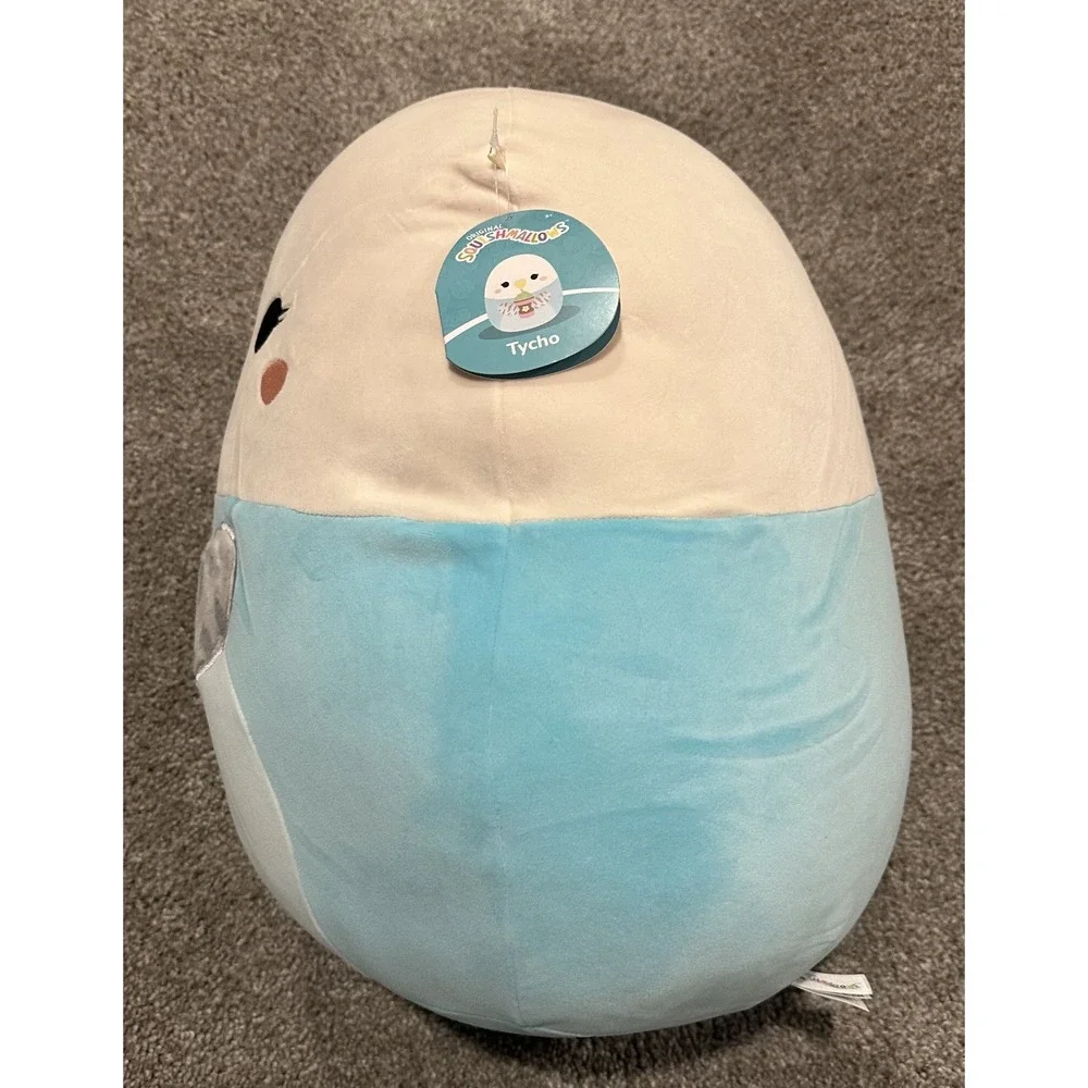 Squishmallows Tycho the Parakeet 16 Inch Blue Bird Plush with Latte Drink NWT